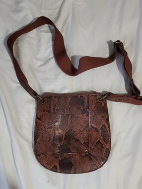 Brown Snakeskin Crossbody Shoulder Bag